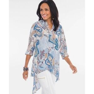 Chico's Paisley Layered Tunic Blouse Size 2